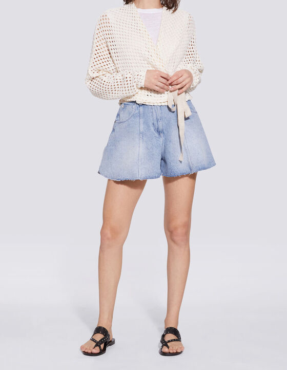 ANKERIA BELTED CROCHET WRAP TOP